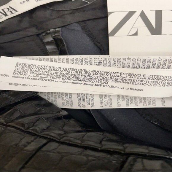 ZARA Faux Leather Pants Croco Animal Effect NWT - Picture 16 of 16